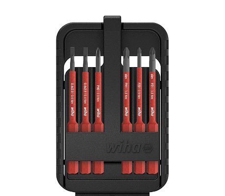 Набор бит slimBit electric slimVario шлиц, Phillips, Pozidriv, 6 шт. в SlimBit box Wiha (43160)