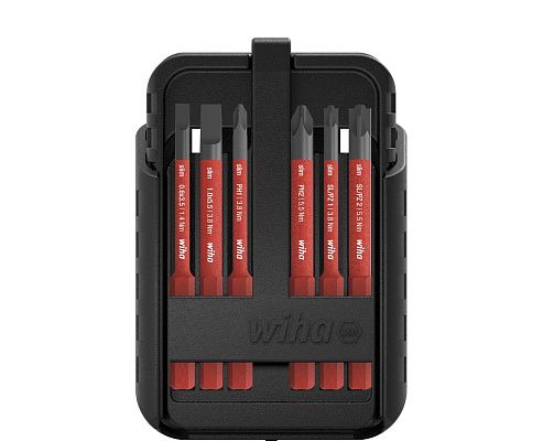 Набор бит slimBit electric шлиц, Phillips, Pozidriv, PlusMinus/Pozidriv, TORX®, 12 шт Wiha (43162)