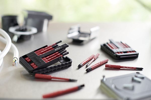 Набор бит slimBit electric slimVario шлиц, PlusMinus/Pozidriv, 6 шт. в SlimBit box Wiha (43158)